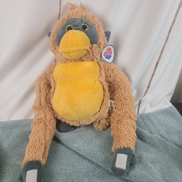 NANCO Brown Plush Stuffed Orangutan Furry Hanging Monkey New with Tag Cuddle Toy - Picture 1 of 6